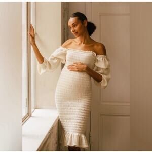 Nothing Fits But Ichika Dress Maternity Dress in Ivory, M/L
